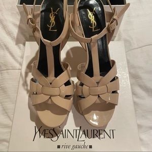 Saint Laurent (YSL) Tribute Patent Leather Platform Sandals